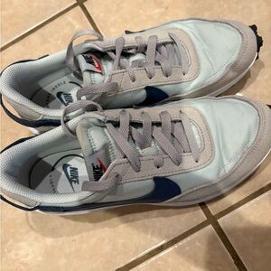 Nike Women’s Waffle Debut Light Gray and Navy Sneakers